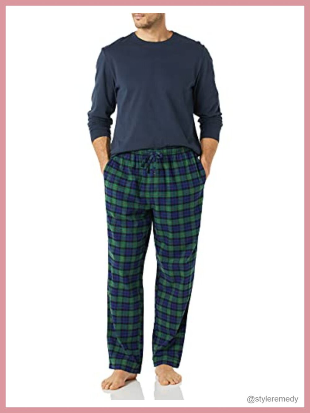 Men's Cotton Flannel Pajama Set Long Sleeve Top & Pants